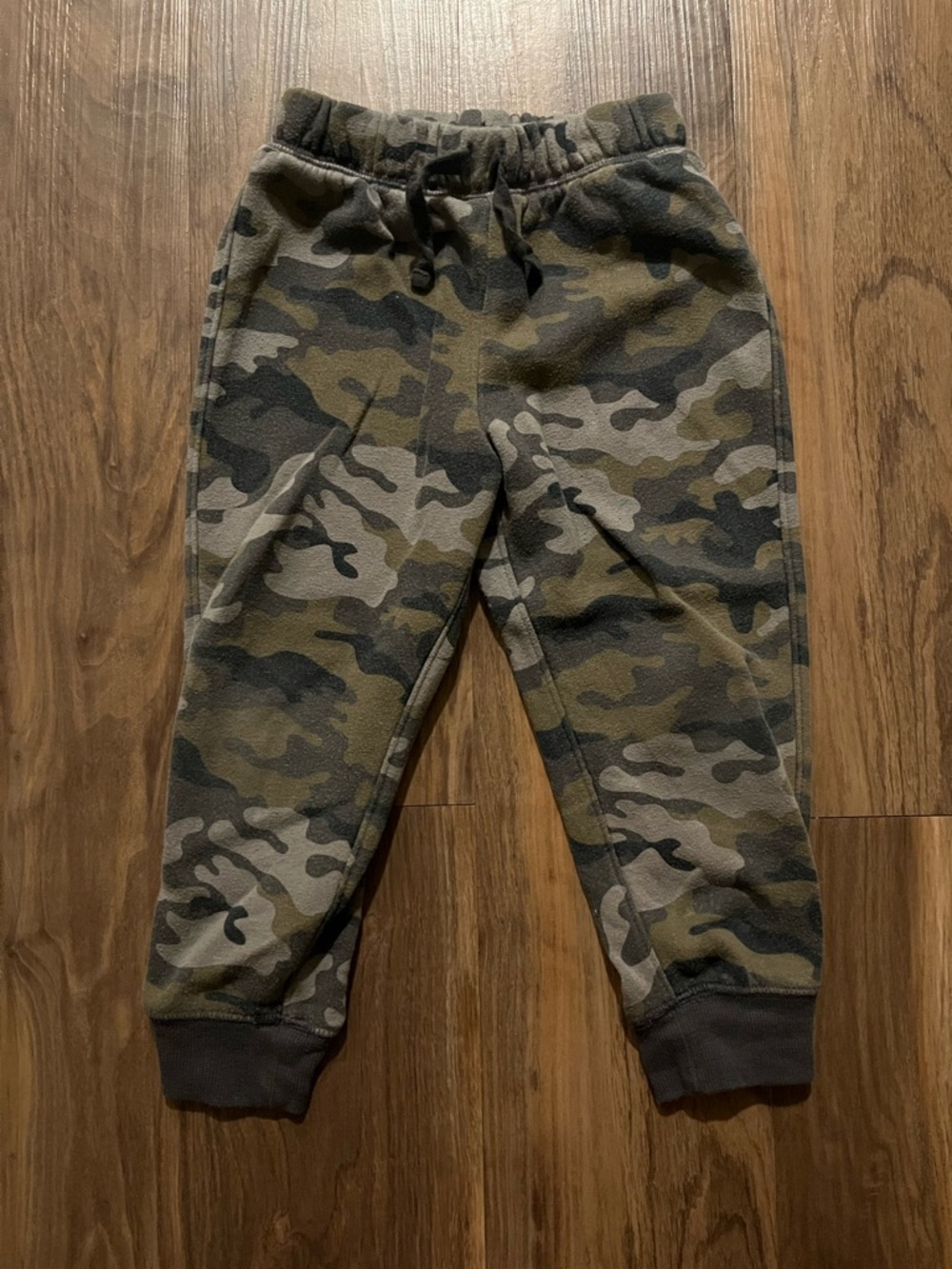 Kids Camo Fleece Jogger Pants - Olive Green